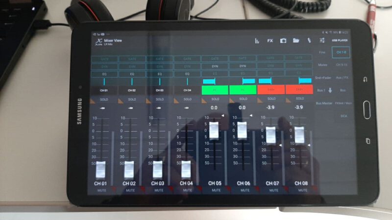 audiomixer bediening op tablet